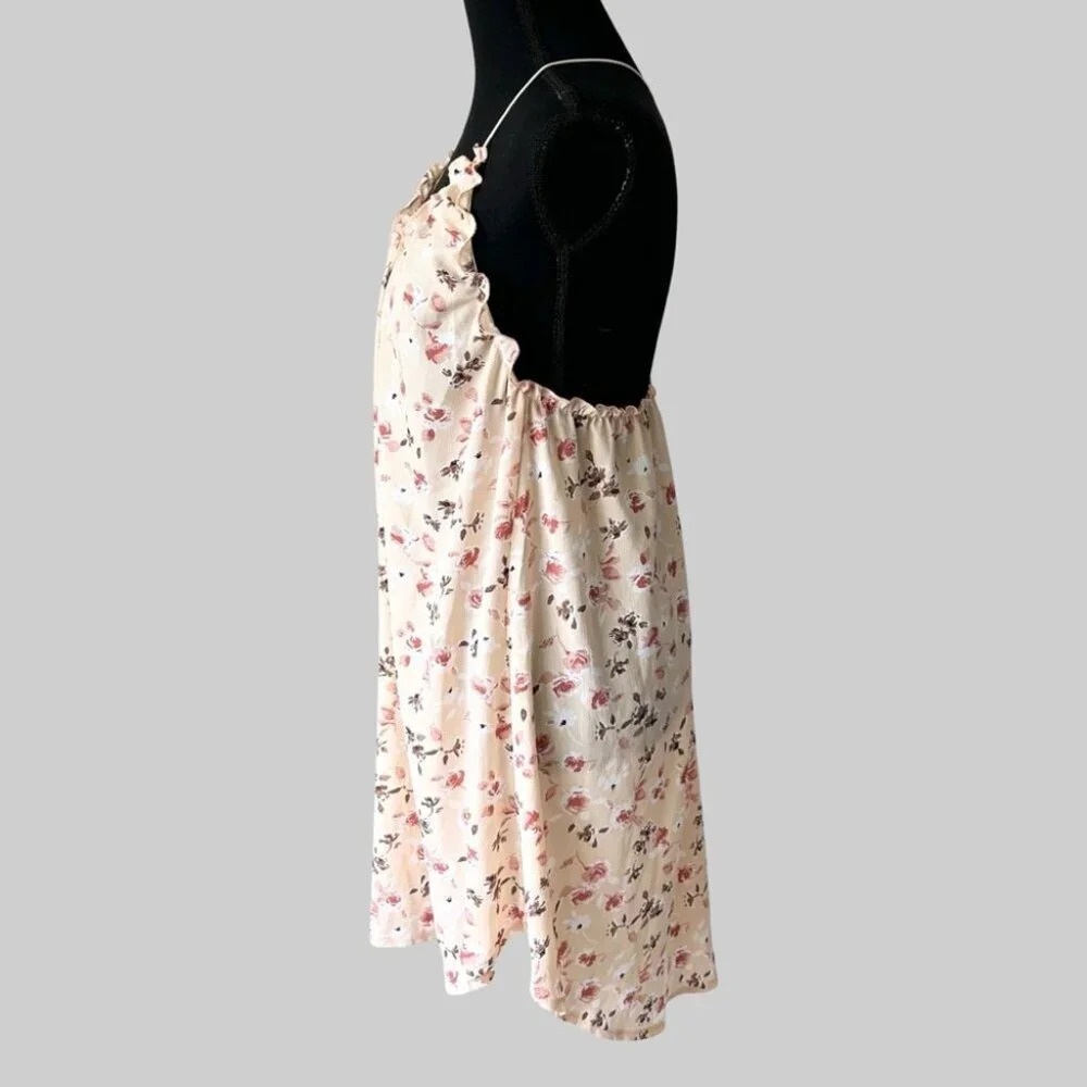 NWT A Shappe Apparel Floral Ivory Ruffles Night Dress Beach Dress - Picture 2 of 12